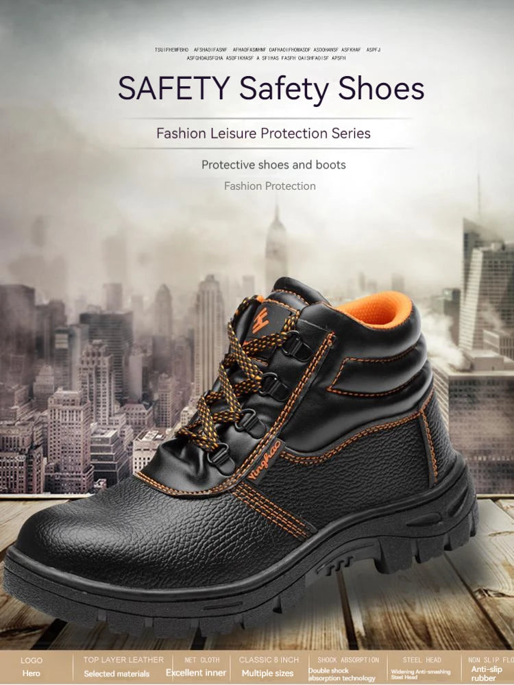 Wear-resisting Men Work Safety Boots Anti-smash