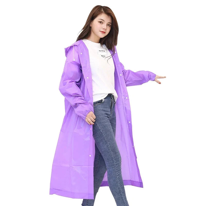 Unisex Hooded Rain Coat Women Men Impermeable Thickened GlowCart