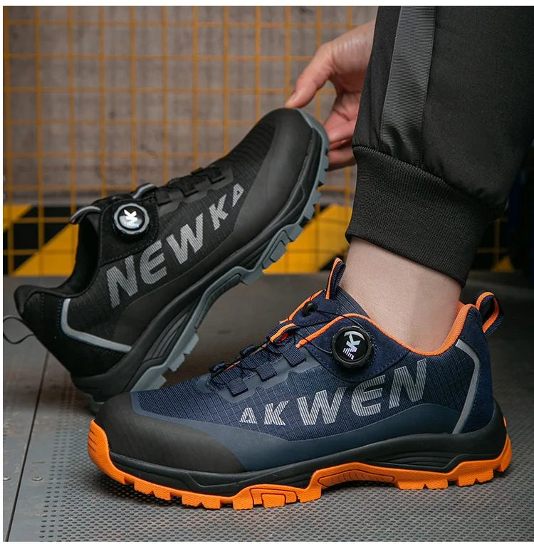 High-top men's all-season universal steel head anti-smash anti-puncture rotating buckle non-slip wear-resistant safety shoes GlowCart