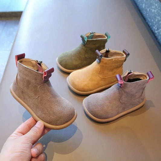Autumn Winter Baby Boys Girls Boots Oxford Suede Children Casual Shoes Outdoor Anti-slip Infant Shoes Plush Kids Ankle Boots GlowCart
