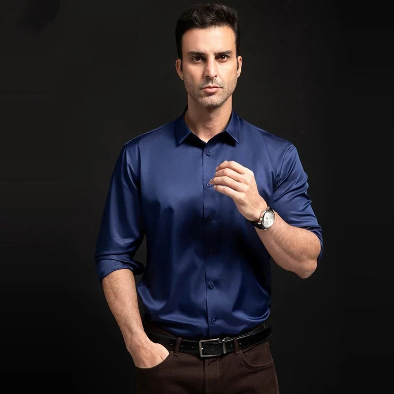 New Anti-Wrinkle Men Shirts Long Sleeve Dress Shirts For Men GlowCart