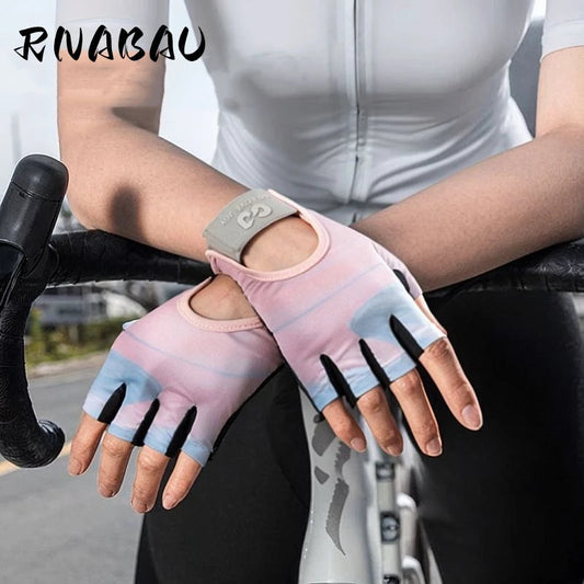 RNABAU Bike Gloves Women Half Finger Summer Breathable Anti-slip Shockproof MTB Road Bicycle Gloves Cycling Fitness Gym Gloves GlowCart