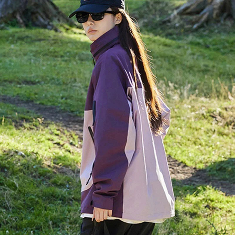 Loose Hooded Women's Windbreaker Jacket Fashion Mix Color GlowCart