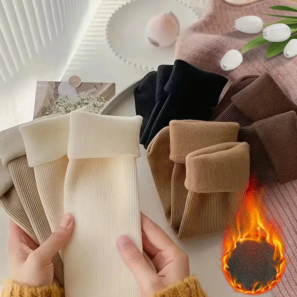 5pairs Winter Warm Solid Women Socks Thicken Thermal Socks GlowCart