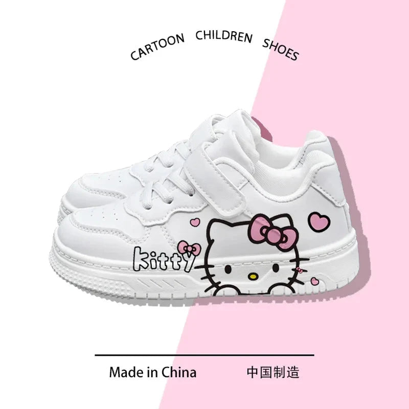 2025 New Hello Kitty Girls Low Top White Sneakers Cute Cartoon Casual Shoes Fashion Canvas Shoes For School Kids Wholesale GlowCart