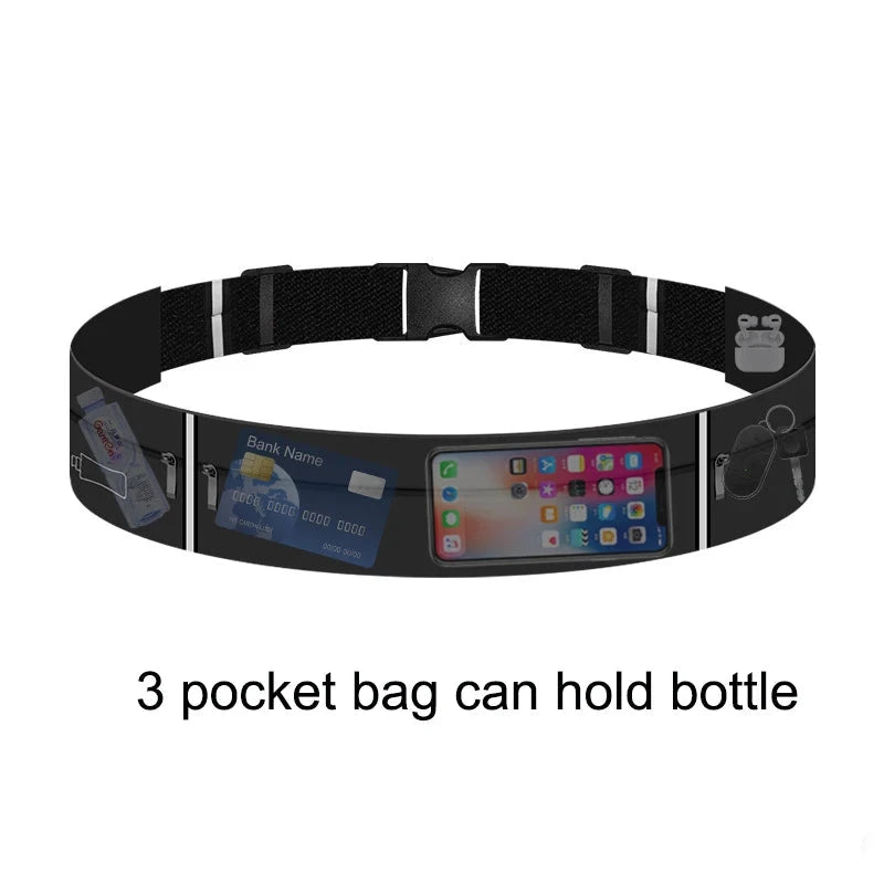 Running Belt Waist Bag with Water Bottle 550ml Women Sports Fanny Pack Men Phone Pouch Jogging Gym Bags Hydration Run GlowCart
