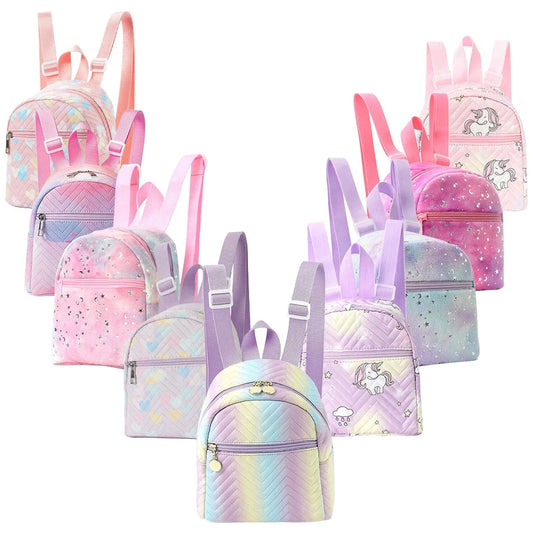 Girls Rainbow Unicorn Mini Backpack Children Kids Multicolored PU School Bag with Style and Durability for Little Fashionistas GlowCart