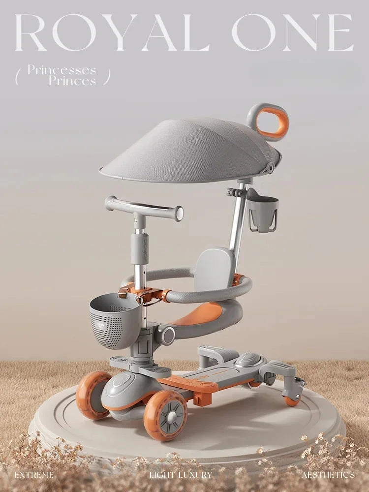 Multifunctional Baby Stroller 6in1 Adjustable Push Rod with Children's Scooter Portable Baby stroller with skateboard for kids GlowCart