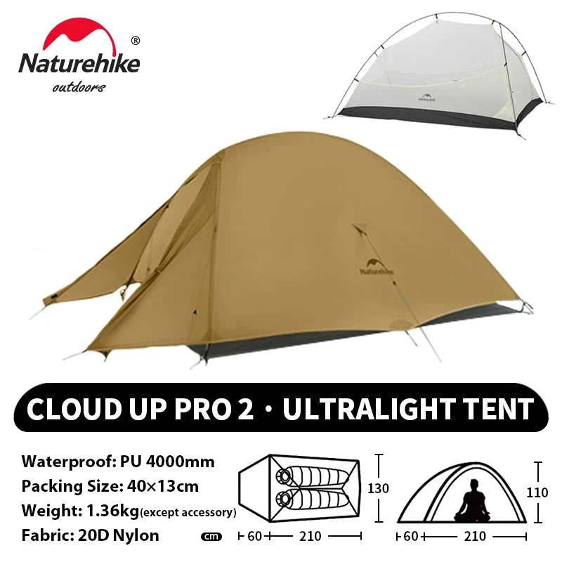 Naturehike Cloud Up 2 People Tent Ultralight 20D Camping GlowCart