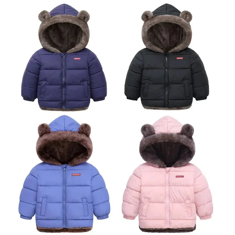 Boys Girls Thick Jackets Winter Kids Padded Fleece Warm Coats Children Hooded Cotton Outerwear Kids Clothes Cashmere Snowsuit GlowCart
