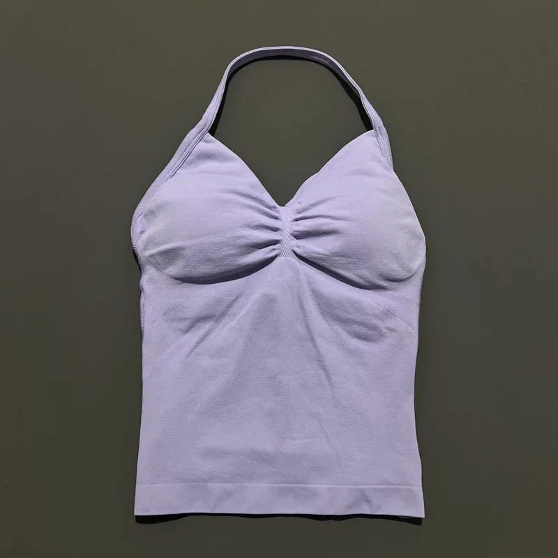 HISTELLO Impact Longline Strappy Top Sports Yoga Vest Women Fitness Tank Top Gym Beautiful Open Back Bra Running Workout Halter GlowCart