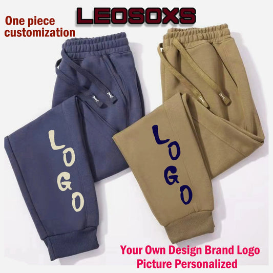 DIY Customize Your Logo Men's Casual Pants Autumn Winter GlowCart