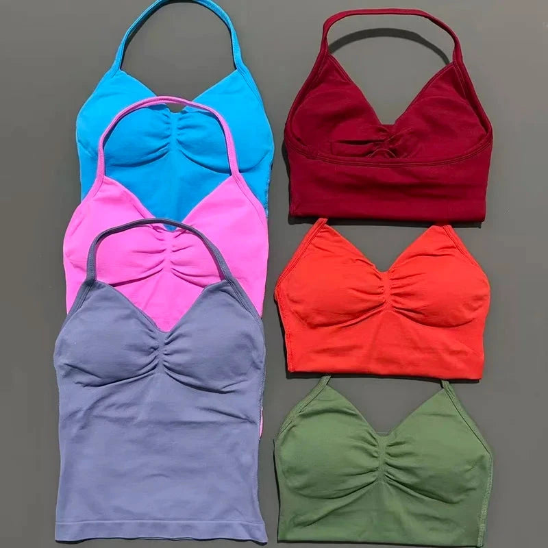 HISTELLO Impact Longline Strappy Top Sports Yoga Vest Women Fitness Tank Top Gym Beautiful Open Back Bra Running Workout Halter GlowCart