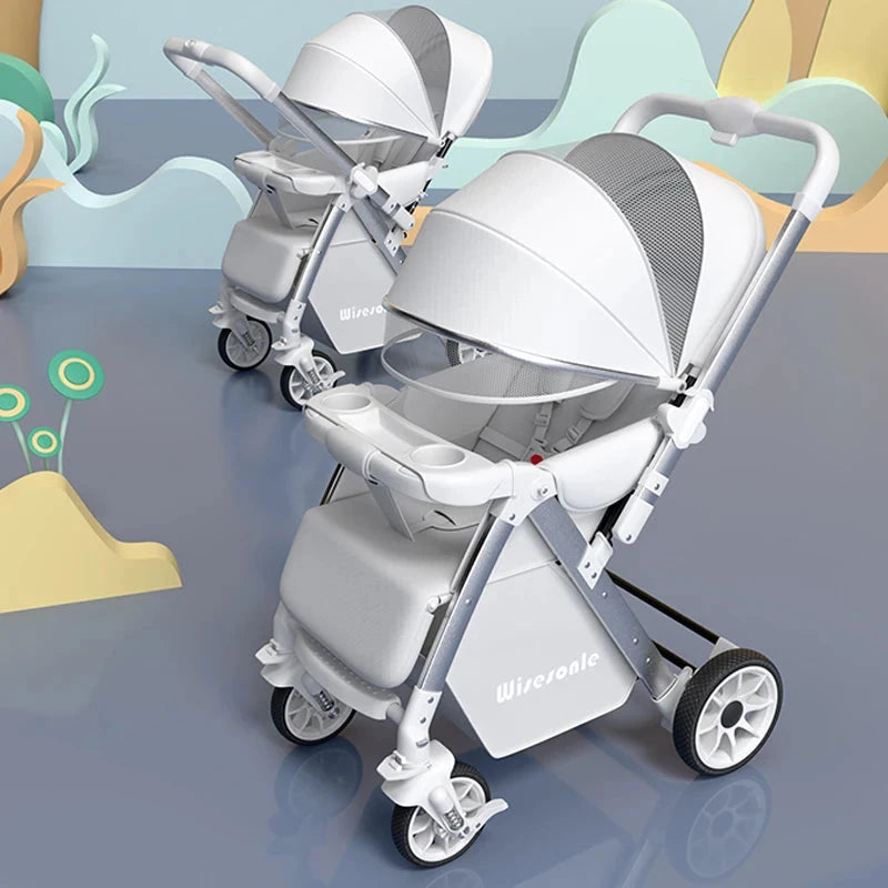 Upgraded Baby Strollers can Sit and Lie Down High Landscape Lightweight Folding Two-way Stroller Children Stroller GlowCart