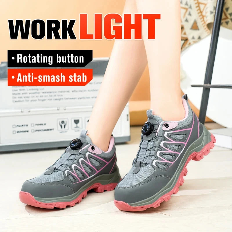 Womens Safety Shoes All-Season Casual Footwear Anti Smashing Lightweight Breathable Fashionable Shoes Low Top Protective Shoes GlowCart
