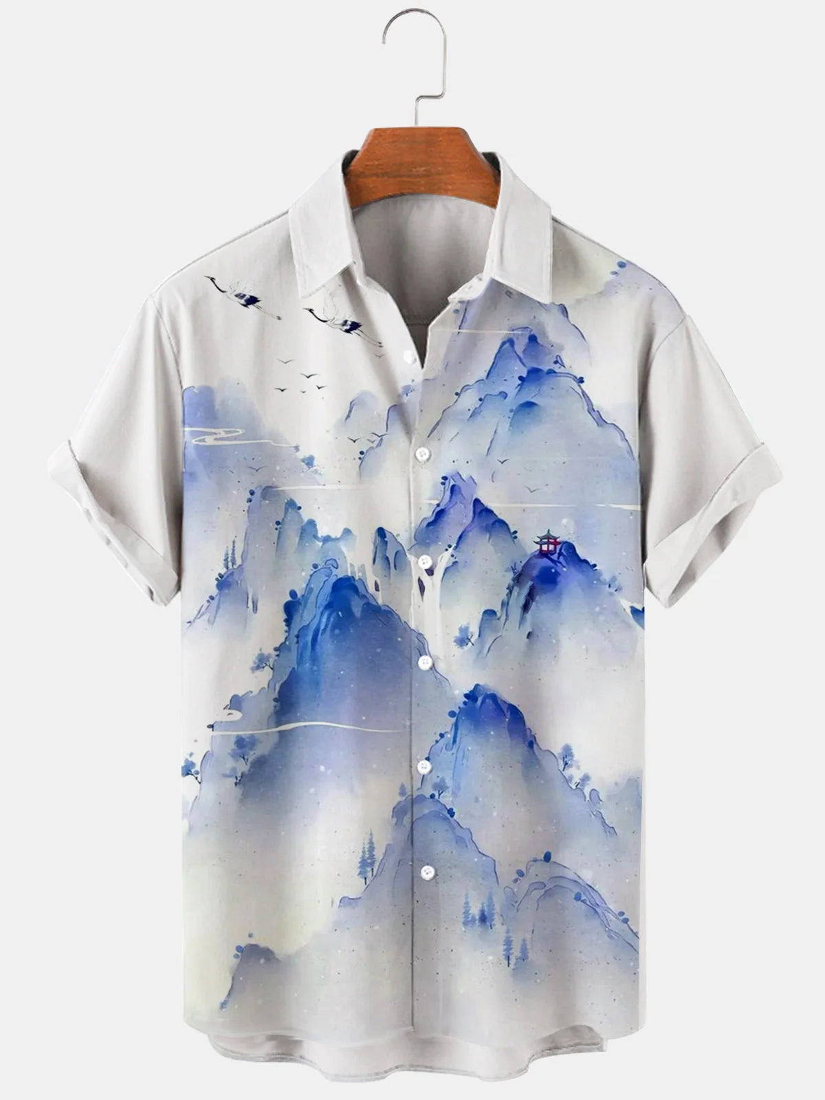 New Hawaii Spring/Summer Fashion Leisure Street Walk Tourist Beach Printed Full Open Short Sleeve Button Shirt, XS-5XL GlowCart