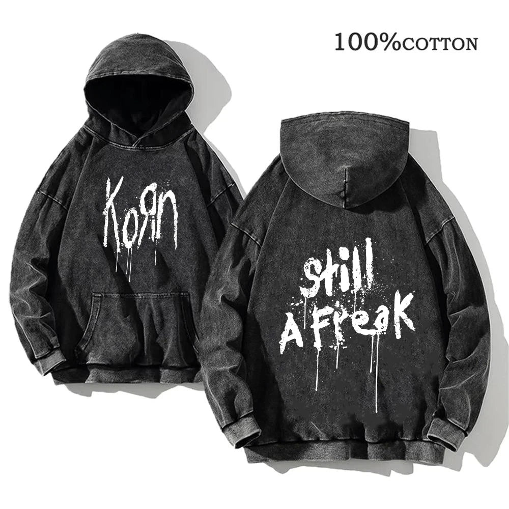 Korn Rock Band World Tour Hoodies Vintage Washed Men's GlowCart