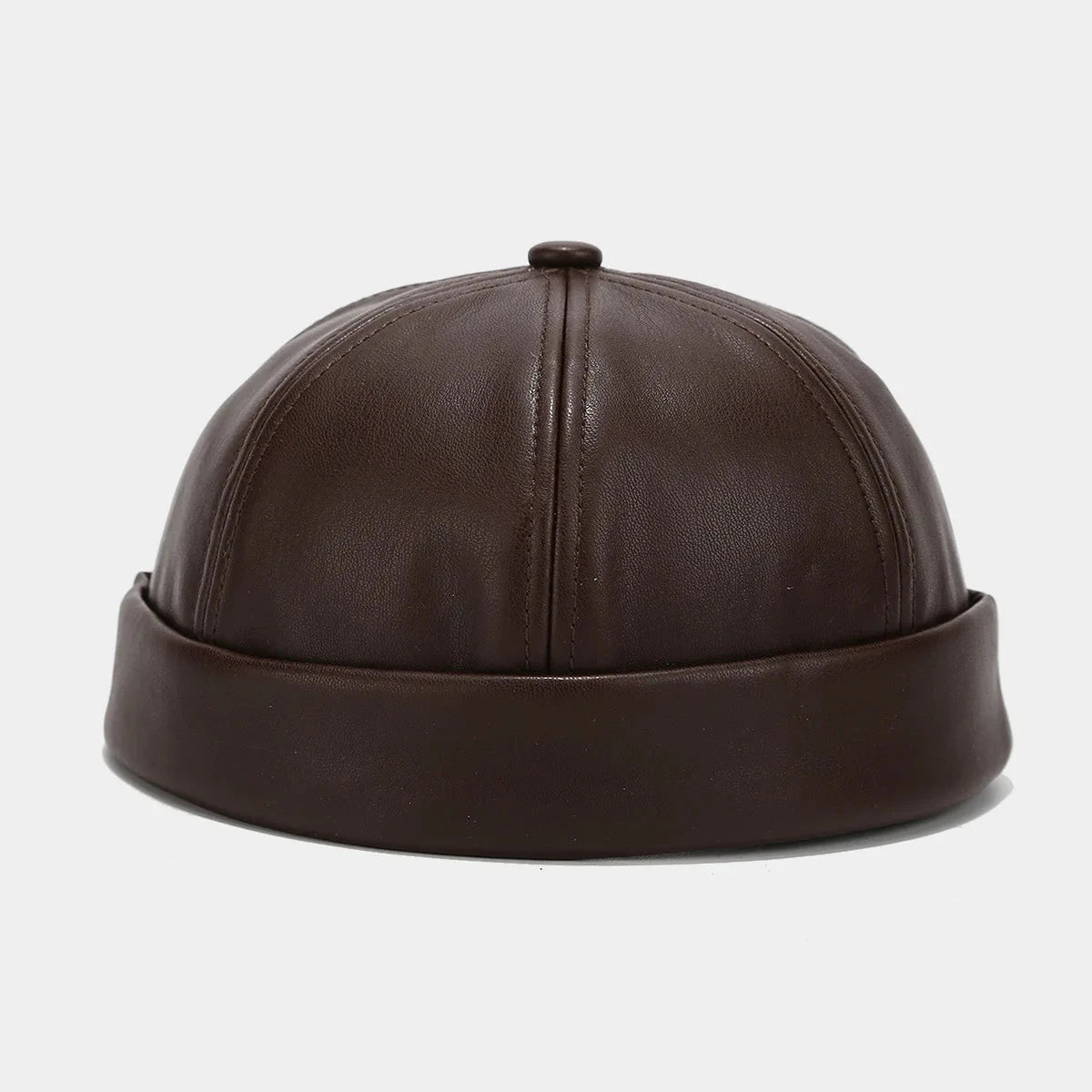 Solid Color PU Leather Landlord Hat Men Women Simplicity GlowCart