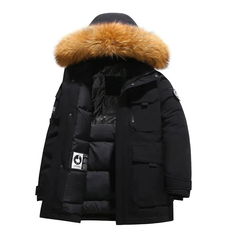 Black Down Jacket 2024 Winter Lined White Duck Down Hooded GlowCart