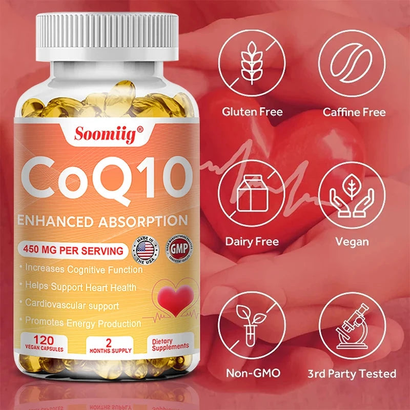 120pcs Q10 Coenzyme 450mg Capsules Cardiovascular and Heart GlowCart