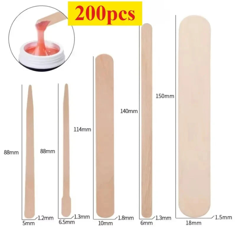 50/100/200PCS Disposable Wood Stick Beauty Spatulas Log Hair GlowCart