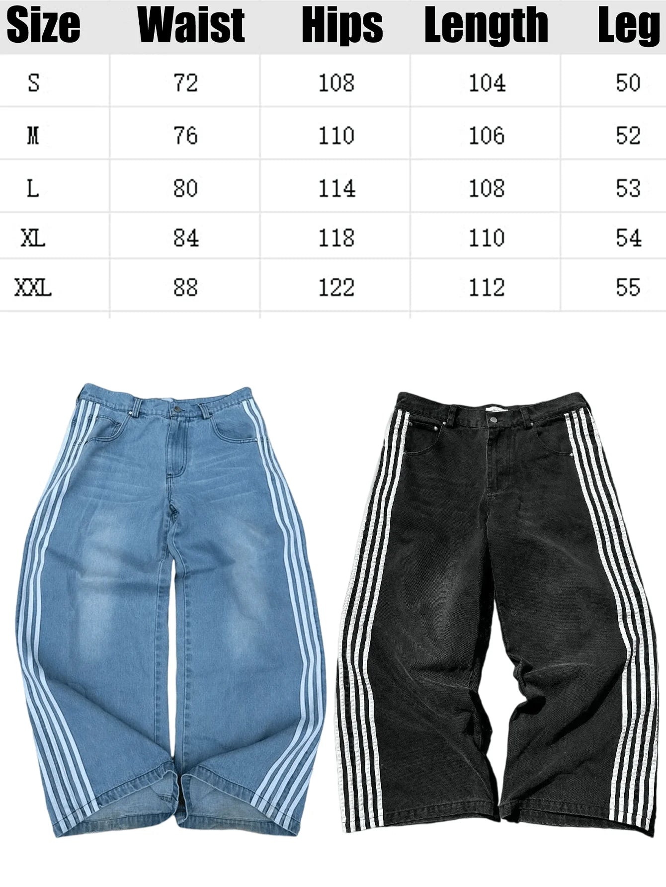 Striped Denim Pants for Men,Loose Fit Y2K Vintage Style Long Trousers,Straight Leg Baggy Retro Design Jeans GlowCart