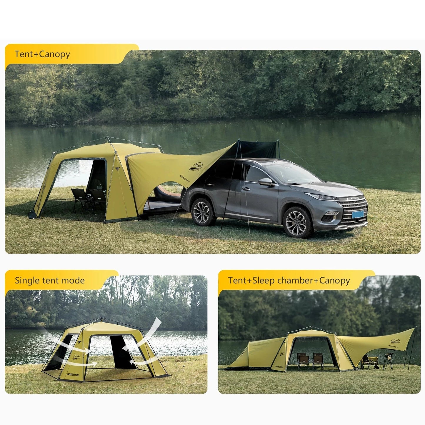 BISINNA 6-8 Persons One-touch Dome Tent Vinyl Coated Canopy GlowCart