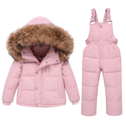 2025 Winter Baby Girl Down Jacket Thick Warm Children Girl Overalls Hooded Girl Jacket Coat Jumpsuit Suit 1-5 Years Kid Snowsuit GlowCart