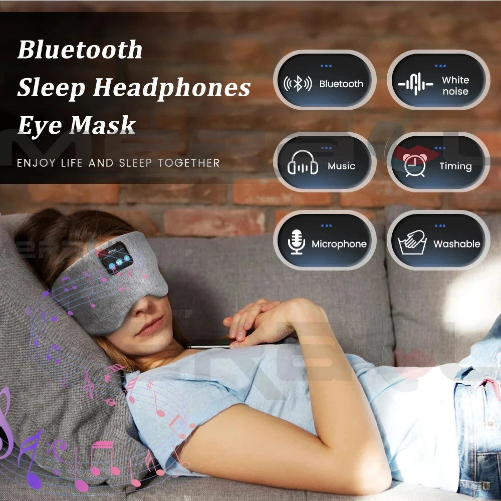 Mask for Sleep Headphones Bluetooth Travel 3D Eye Mask Music GlowCart