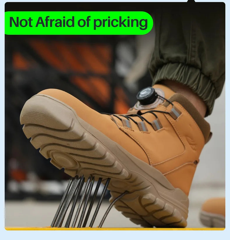Rotating Button Work Shoes for Men Anti Puncture Work