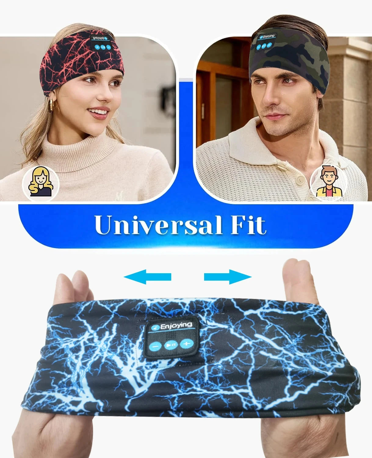 Wireless Bluetooth Headphones Unisex Sports Music Headband GlowCart