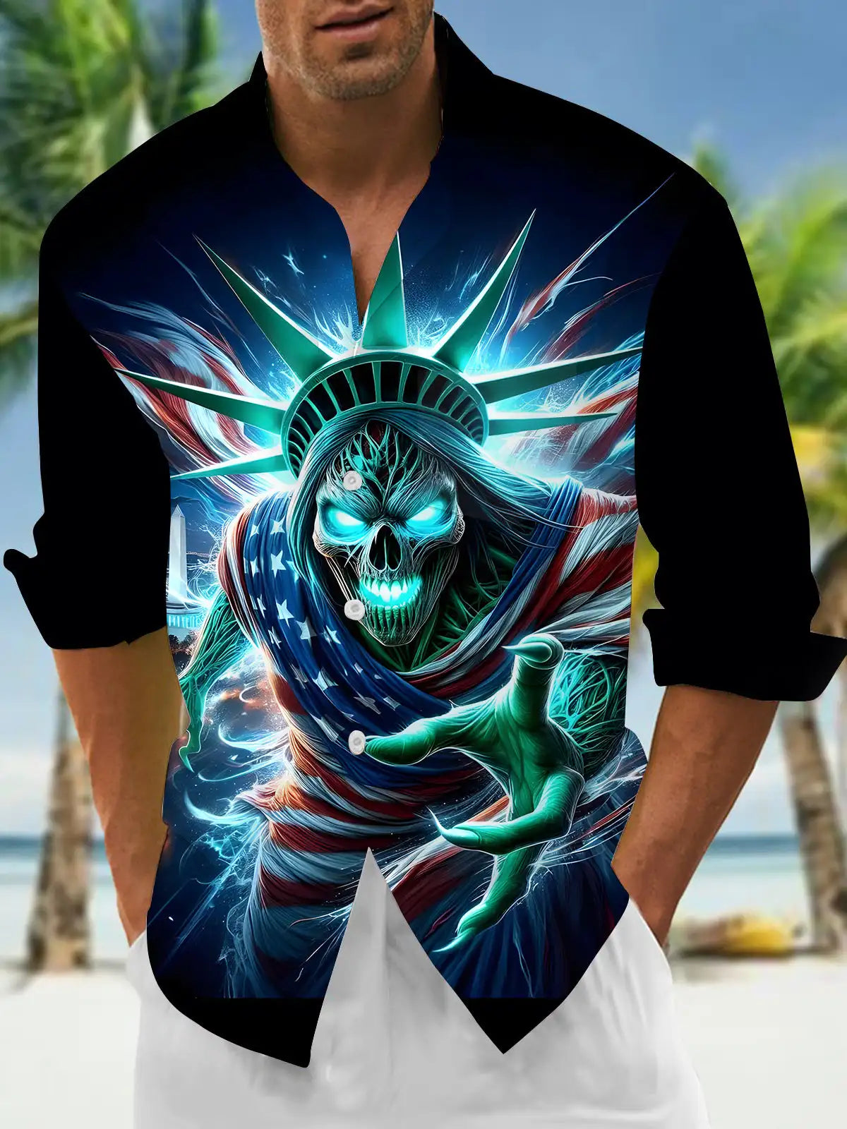 Men's shirts, button down shirts, casual shirts, spring and summer, printed long sleeves, daily, fashionable, comfortable GlowCart