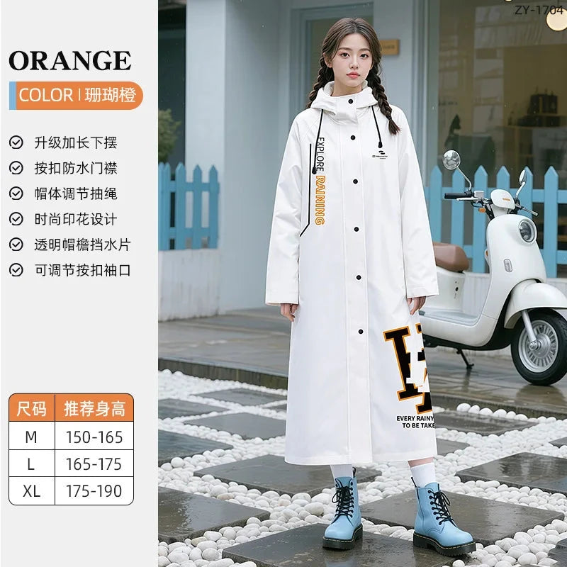 Thick Student Long Raincoat Hooded for Men Women Waterproof GlowCart
