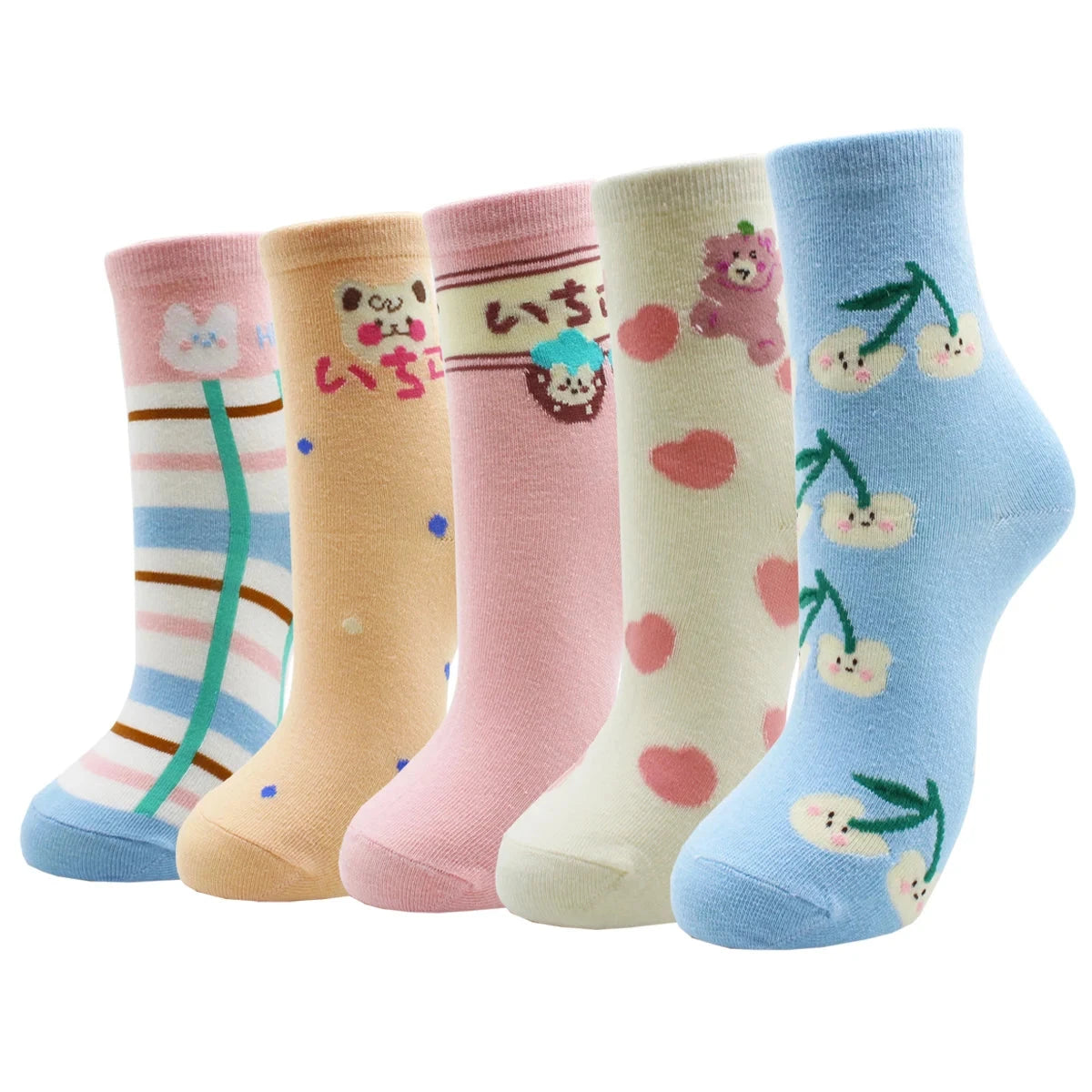 5 Pairs New Fashion Colorful Harajuku Korean Kawaii Cute GlowCart