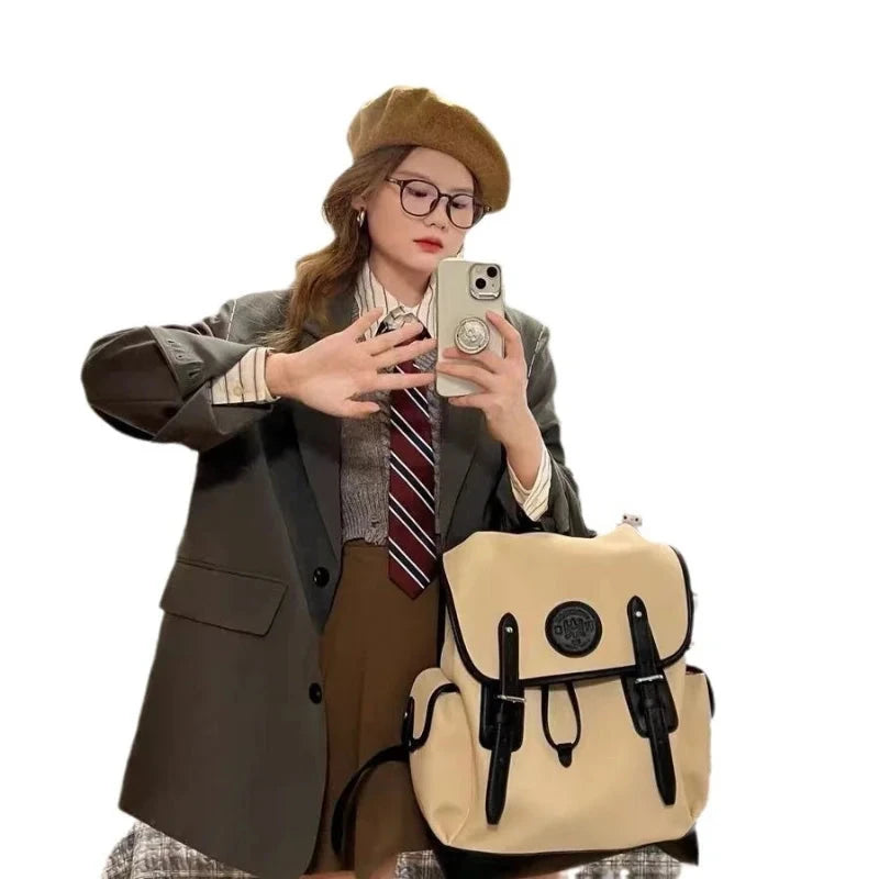 Autumn and Winter New Large-capacity Canvas Bag 2025 Niche Design Student Class Backpack Casual Versatile Handbag GlowCart