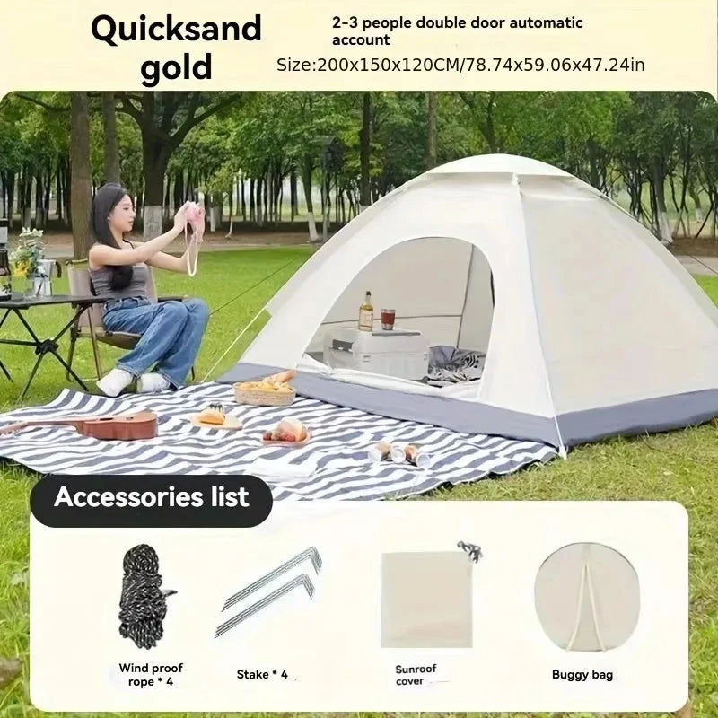 Silver Outdoor Automatic Quick-opening Tent, Camping GlowCart