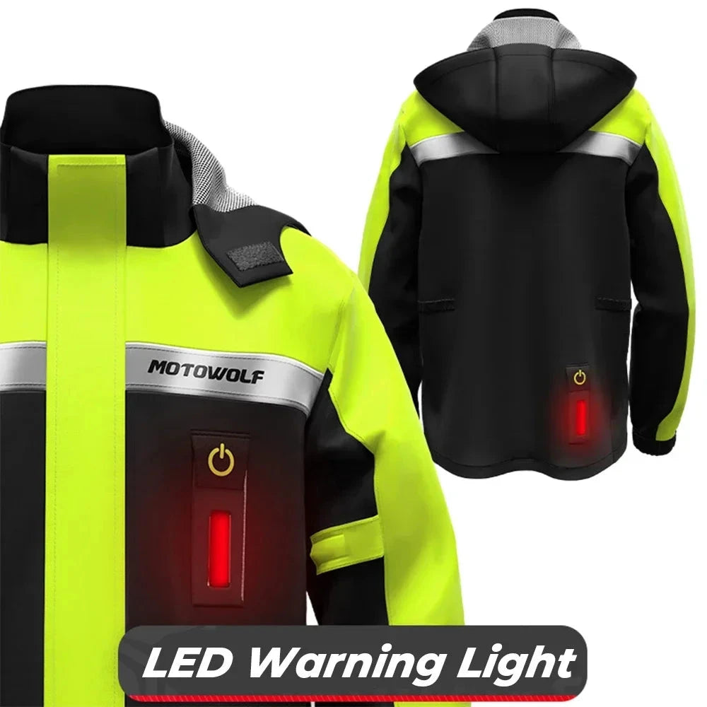 Raincoat Suit LED Alert Waterproof Cap Rain Jacket Pants GlowCart