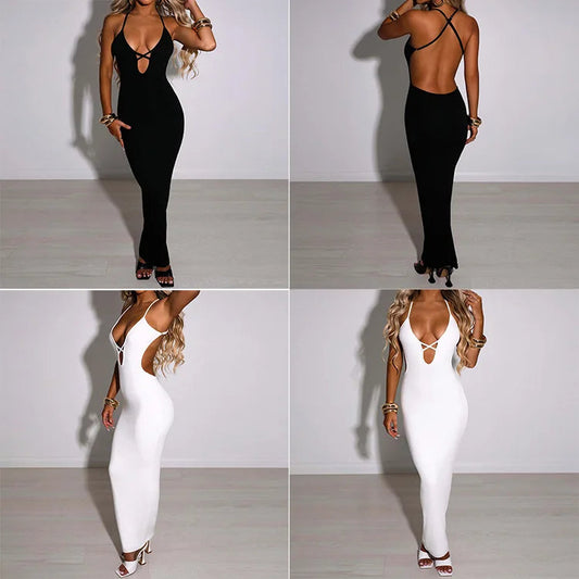 Y2K popular cross-border European and American women's summer bandage sexy Hip Wrap Dress Black GlowCart