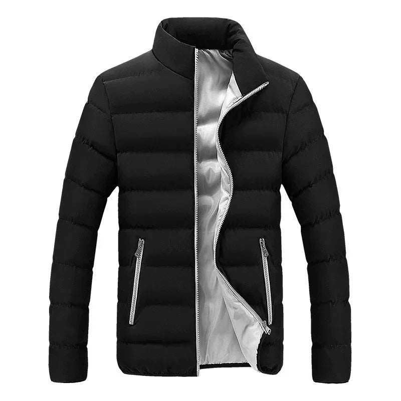 2024 Black New Men's Warm Jacket Cotton Padded Jacket Casual GlowCart