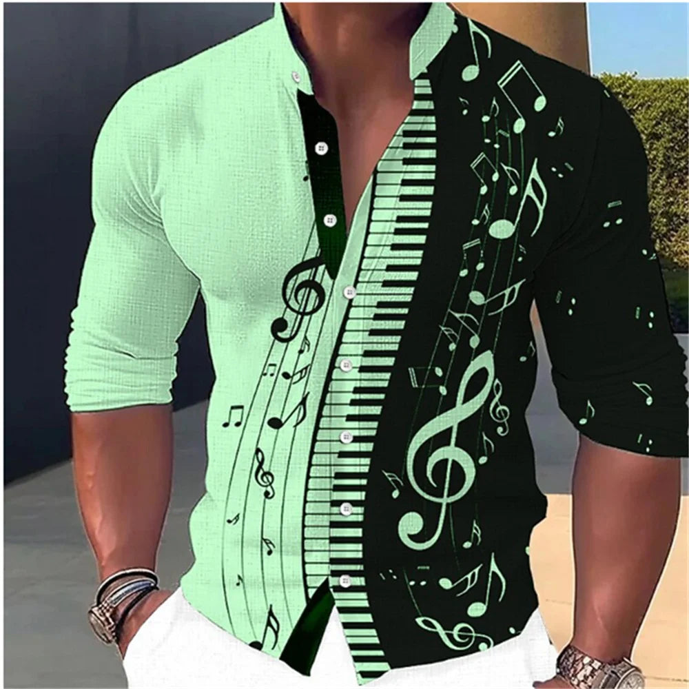 2023 Fashion and Fashion Standing Neck Shirt Men's Long Sleeve Shirt Casual Outdoor Party Soft and Comfortable Fabric Button Top GlowCart