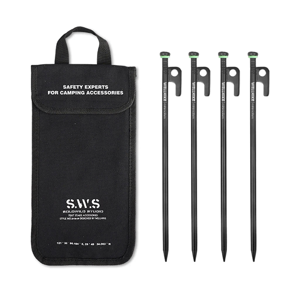 4/8 Pack Forged Steel Tent Pegs with Storage Bag Heavy Duty GlowCart