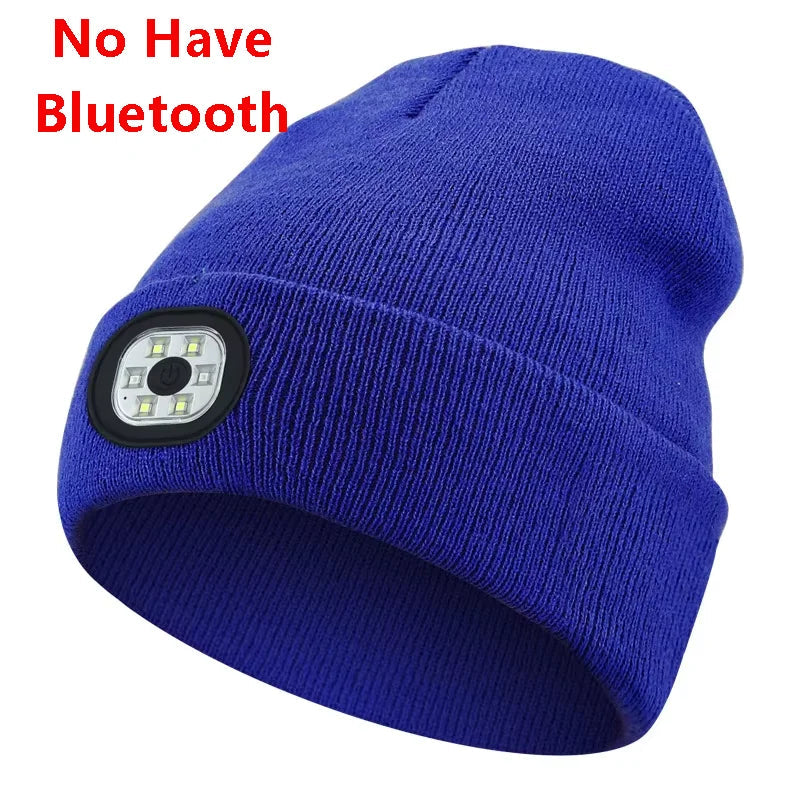 Can be equipped with Wireless Bluetooth music knitted hat new outdoorledlighting rechargeable detachable luminous sleeve cap GlowCart
