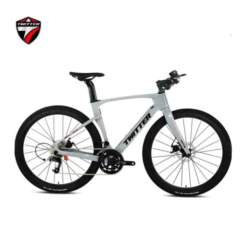 TWITTER GRAVEL-V3 Wheel Peak EDS radio variable 13speed Flat handlebar full carbon fiber gravel road bike hydraulic disc brakes GlowCart