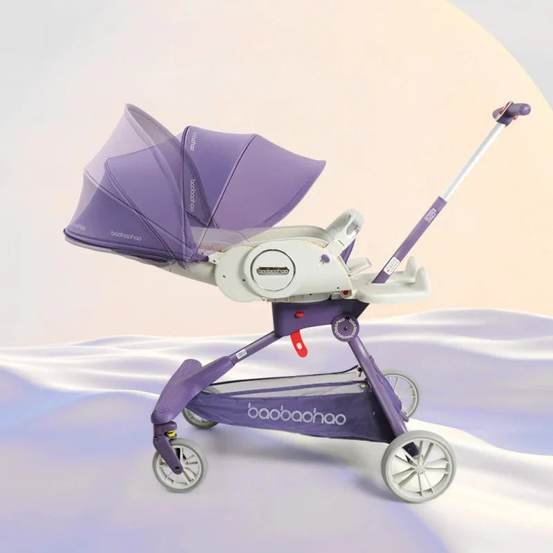 Luxury Lightweight Shock absorption Baby Can Sit and Lie Down Luxury Baby Carriage Portable folding four wheels stroller GlowCart