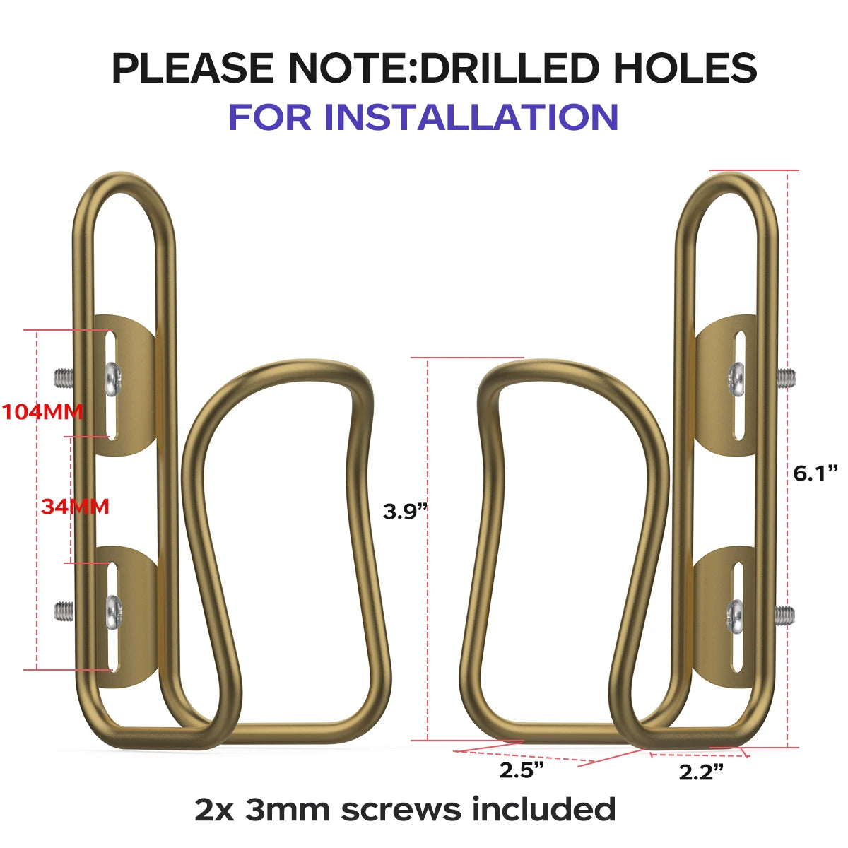 2pcs Gold Titanium Tube Ultra Light Water Bottle Cage With Free M5 Ti Bolts GlowCart