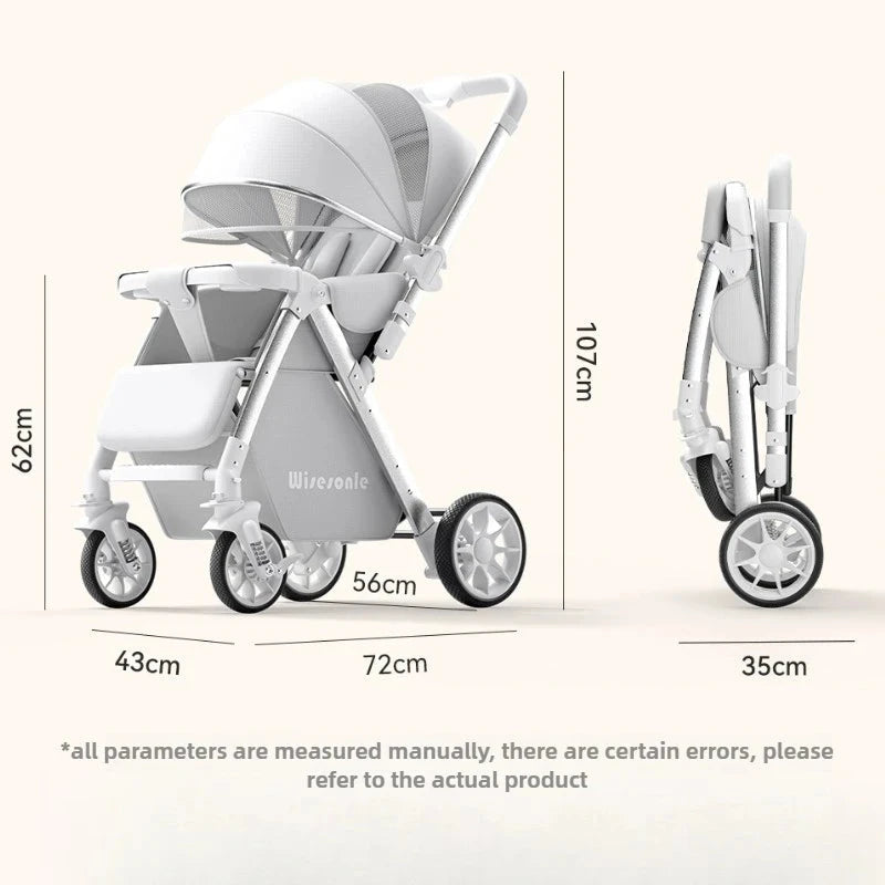 2-in-1 Reversible Lightweight Stroller with Convertible High-view Seat and Foldable Compact Design for Newborns and Toddlers GlowCart