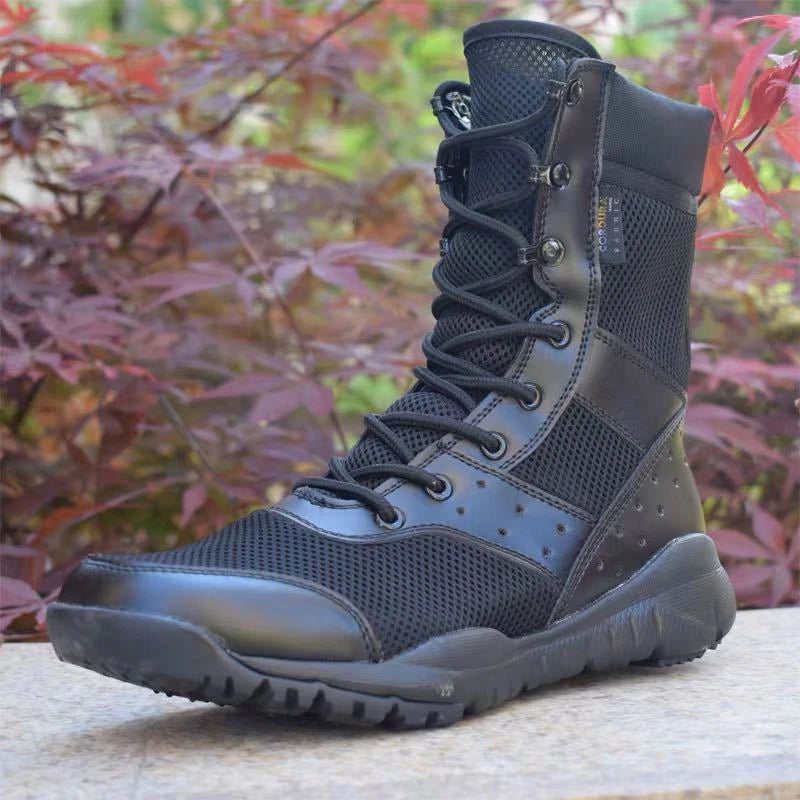 Summer Combat Boot Men Women Climbing Training Lightweight Waterproof Tactical Boots Outdoor Hiking Breathable Mesh Shoes GlowCart