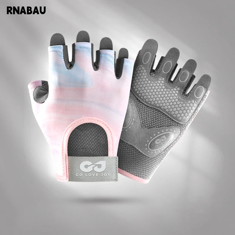 RNABAU Bike Gloves Women Half Finger Summer Breathable Anti-slip Shockproof MTB Road Bicycle Gloves Cycling Fitness Gym Gloves GlowCart