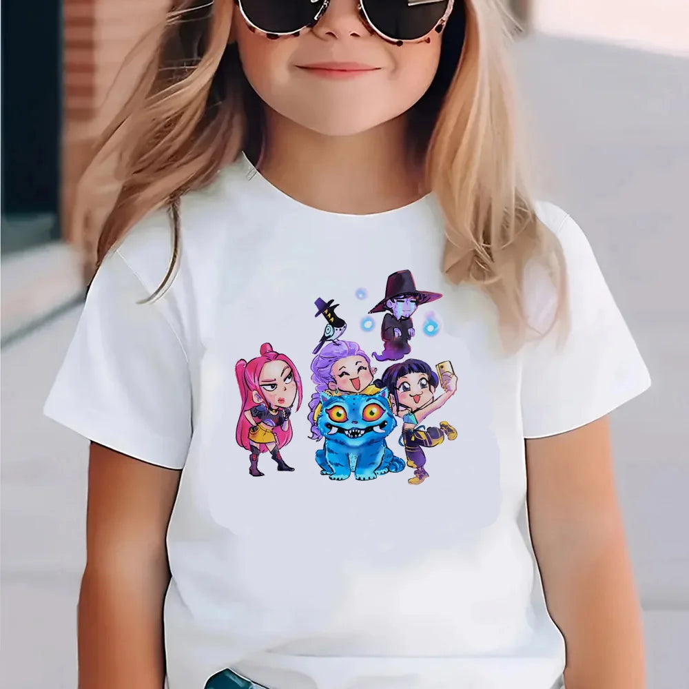Kpop Demon Hunters Children's Clothing Short Sleeve T-shirt Cute Kpop Demon Hunters T Shirt Harajuku Tshirt for Boys Girls GlowCart