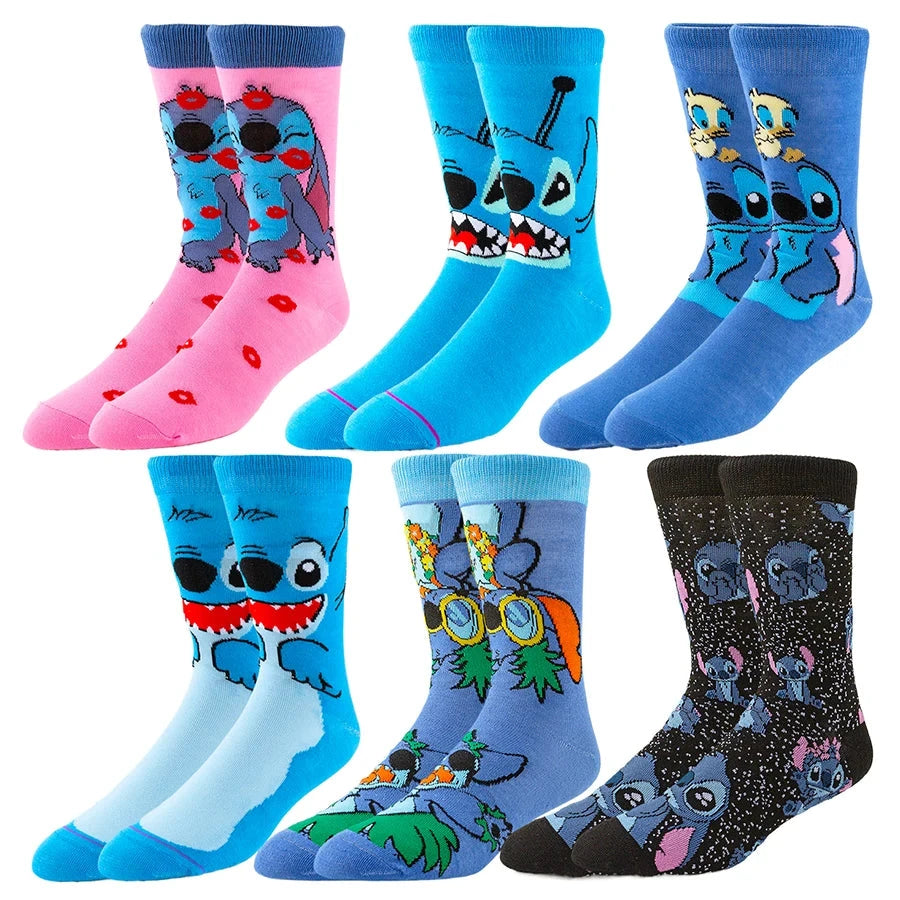 6pairs Random Color Potdemiel Disney Cartoon Anime Socks Hip GlowCart